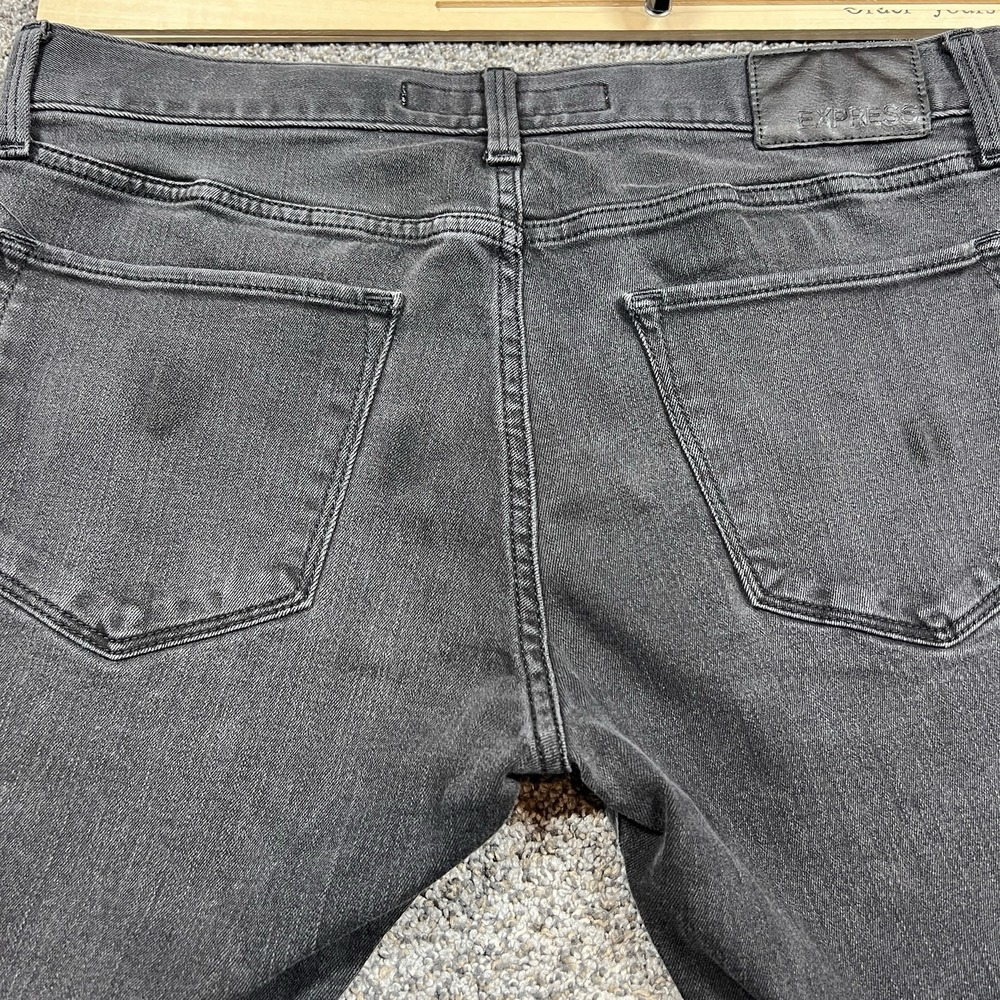 Express Jeans Mens 32x32 Black Rocco Slim‎ Straight Dark Wash Stretch Denim - Picture 7 of 12
